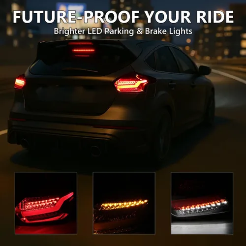 Miniatura 8 de SPEC-D TUNING Luces LED rojas de barra trasera Compatible con Ford Focus Se/St/Titanium Hatchback 2015-2018, Ford Focus Rs Hatchback 2016-2018