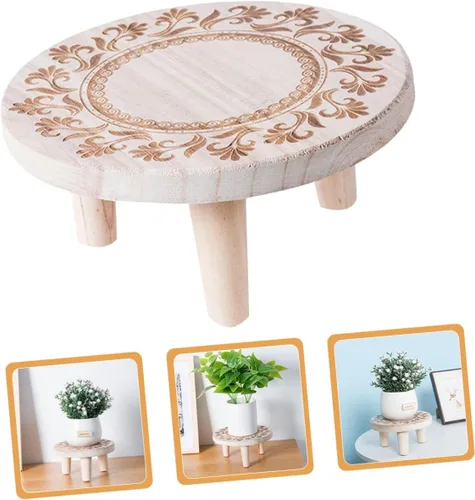 Miniatura 3 de OSALADI Pequeño soporte de madera para plantas suculentas de interior, pedestal de madera, taburete de madera pequeño, soporte para macetas, soporte