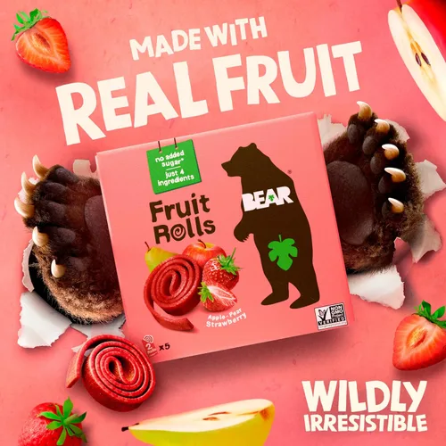 Miniatura 4 de BEAR Rollos de fruta real, paquete variado, 16 unidades (2 rollos por paquete)