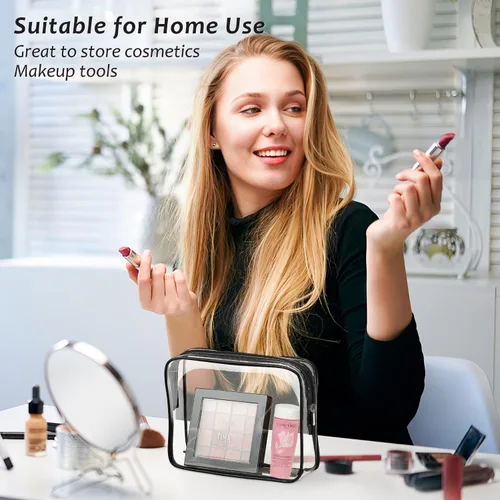 Miniatura 3 de 3 bolsas de cosméticos transparentes, aprobadas por la TSA, juego de bolsas de aseo transparentes para viajes, playa, bolsa de organización