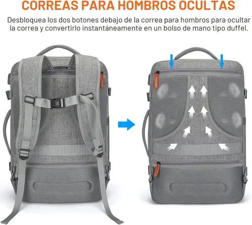 Miniatura 3 de Lumesner Mochilas de viaje de mano, extra grandes de 40 litros aprobadas para vuelos para hombres y mujeres, mochila de maleta expandible, Grande