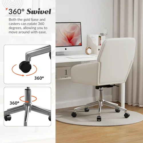 Miniatura 7 de YISHENG Silla de escritorio de oficina de terciopelo con base plateada, con ruedas, moderna altura ajustable de 360 grados, giratorias, tapizadas