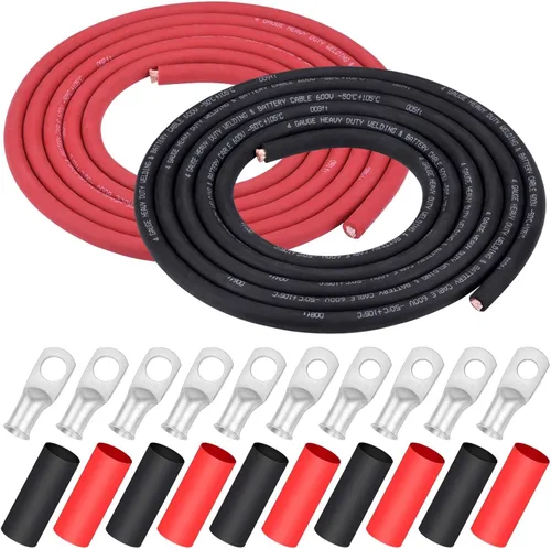 Miniatura 15 de Cable de Soldadura Calibre 1/0, iGreely 1/0 AWG Cables de Soldadura de Batería de Cobre Puro para Generador Solar Automático, 5 piezas de 5/16" y 5