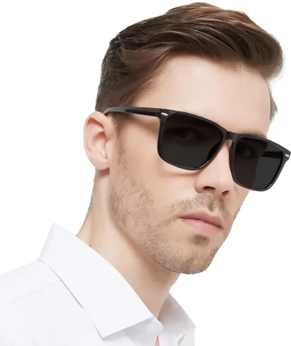 Gafas de sol de lectura para hombre, 1.0, cuadrados, grandes, 100, 125, 150, 175, 200, 225, 250, 275, 300, 350, 400, bisagras de resorte (negro 1.00)