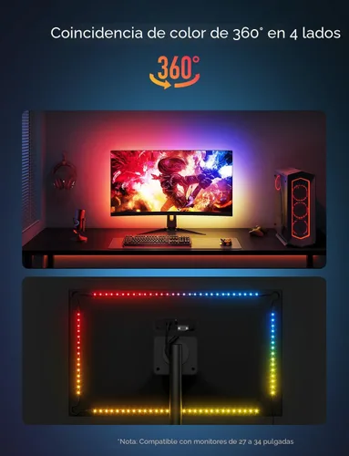 Miniatura 6 de Govee Luz de juego para monitor G1, retroiluminación LED RGBIC para PC de 27 a 34 pulgadas, luces LED inteligentes para monitores con combinación