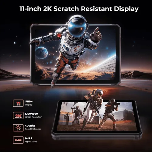 Miniatura 3 de HOTWAV R9 Plus Tableta Rugosa, Tableta Impermeable de 11 Pulgadas 2K FHD+ 24GB + 512GB/TF 2TB Android 14, Batería de 20080mAh, 64MP+16MP, Octa-Core