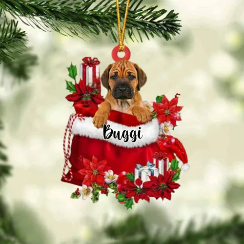 Miniatura 153 de Perro Akita Inu personalizado en bolsa de regalo, adorno de Navidad, nombre personalizado, regalo para amantes de los perros, familia, Navidad