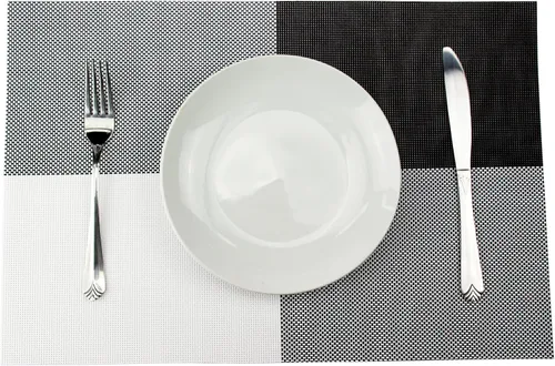 Miniatura 2 de GEFEII Manteles individuales de vinilo tejido de PVC antideslizante, resistente al calor, manteles individuales en blanco y negro, para cocina