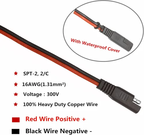 Miniatura 4 de Cable de terminal de anillo tórico – Conector SAE de 2 pies, enchufe SAE a cable de cargador de batería, adaptador de extensión de arnés de terminal