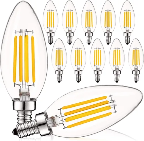 Miniatura 12 de LUXRITE Bombilla LED de candelabro vintage equivalente a 60 W, 550 lúmenes, 2700 K blanco cálido, bombillas LED de araña de 5 W, regulables, vidrio