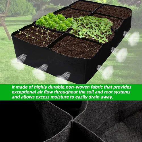 Miniatura 3 de CJGQ Cama de jardín elevada de tela, bolsas de cultivo de plantas de 128 galones, 8 rejillas, 3 x 6 pies, macetas elevadas para cultivar verduras