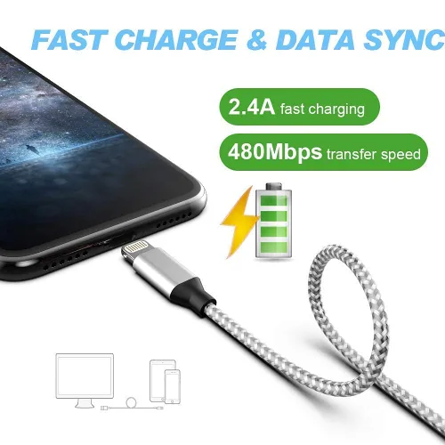 Miniatura 4 de [Certificado Apple MFi] Paquete de 6 [3/3/6/6/6/10 pies] Cable Lightning compatible con iPhone 14ProMax/14Pro/14/14Plus/13Pro/13/12Pro/12/11 y más