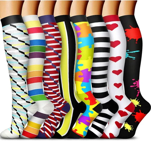 QUXIANG Calcetines de compresión de cobre para mujer y hombre (8 pares) Lo mejor para correr atletismo ciclismo 15-20 mmHg, Cobre