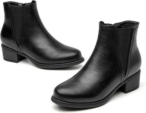 Miniatura 5 de VJH confort Botines Chelsea elásticos y gruesos de tacón bajo con cremallera para mujer