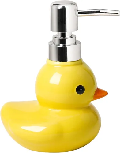 Dispensador de jabón de pato de cerámica con bomba de botella de jabón o botella de loción, 9 onzas
