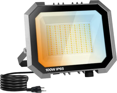 Miniatura 9 de Leddictive - Paquete de 2 luces LED de inundación para exteriores, 3CCT 3000/4000/6000K seleccionables, 100W 10000LM, foco de inundación