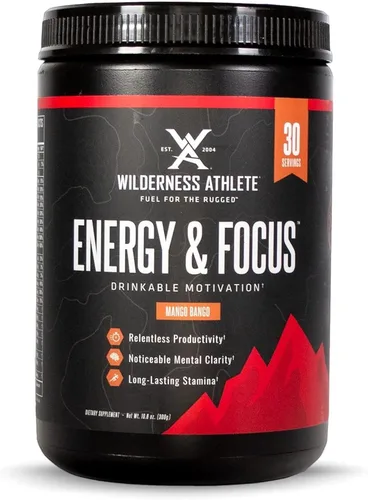 Miniatura 9 de Wilderness Athlete - Energía y concentración Preentrenamiento energético para mujeres y hombres - Mezcla de bebida energética en polvo con cafeína