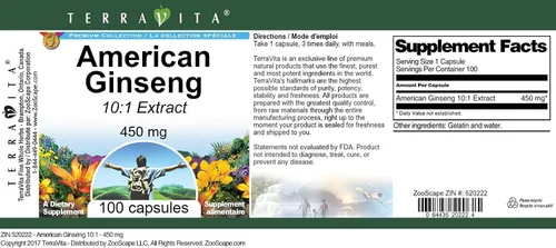 Miniatura 3 de Ginseng Americano 10:1-450 mg (100 Cápsulas, ZIN: 520222) - Paquete de 3