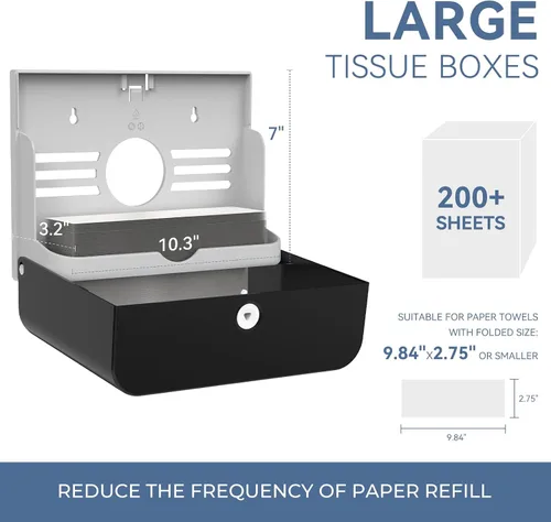 Miniatura 2 de Dispensador de toallas de papel para montaje en pared, adhesivo sin perforación, multipliegue, triple pliegue C, dispensador comercial de toallas