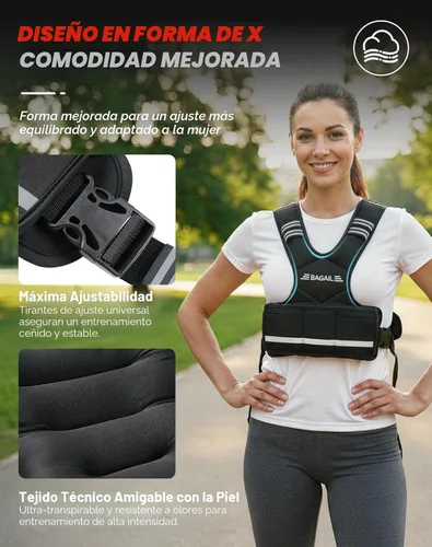 Miniatura 3 de BAGAIL Chaleco con peso ajustable para mujeres y hombres, 4-10 libras, 12-18 libras, 20-32 libras, chaleco de peso para entrenamientos en casa con 6