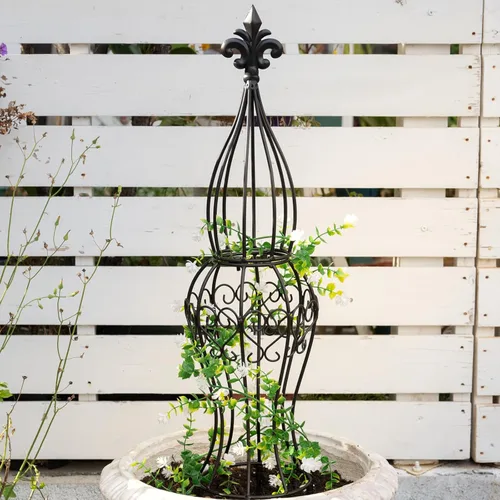 Miniatura 13 de Enrejado de obelisco de jardín para plantas trepadoras, 27.1 x 7.8 pulgadas, diseño de metal duradero, a prueba de óxido, ideal