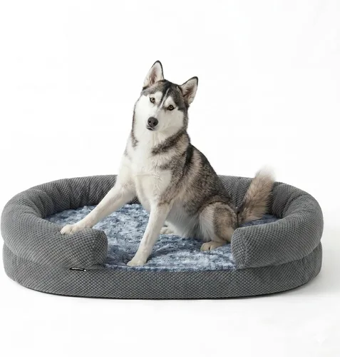 Cama Ortopédica para Perros Grandes, Sofá de Espuma Viscoelástica con Textura de Cartón de Huevos con Lados Cómodos, Cama Sofá Suave y Grande para