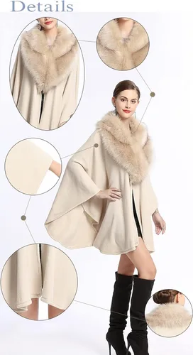 Miniatura 3 de Newdeve - Chales de novia de invierno y otoño abrigados de piel sintética abrigados de punto tallas grandes suéter para fiesta de noche