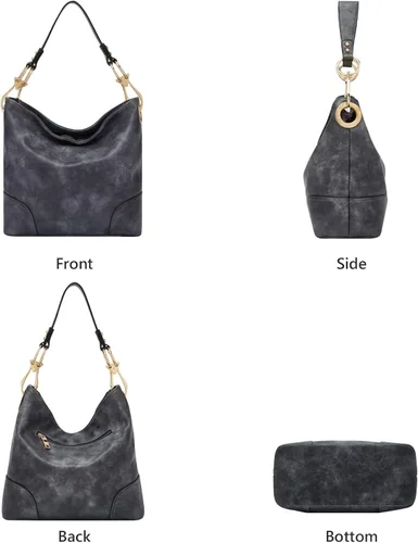 Miniatura 2 de FOXLOVER Bolsos estilo hobo de cuero sintético para mujer, estilo vintage, grandes, bolso cruzado para el hombro, bolso de mano para mujer