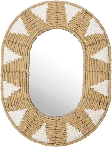 Miniatura 7 de Briful Espejos de Pared Decorativos Beige Juego de 3 Espejos de Pared Redondos de Madera Montados en Pared Espejos Sunburst Colgantes Arte de Pared