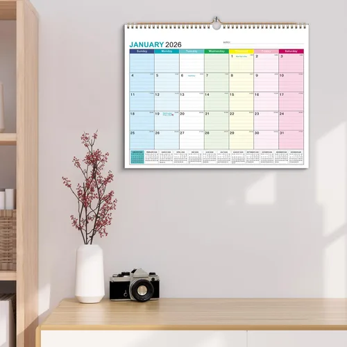 Miniatura 7 de Kyweel Calendario de pared 2026-2027, enero 2026-junio 2027, 15 x 12 pulgadas, días festivos destacados, calendario de planificación, papel grueso