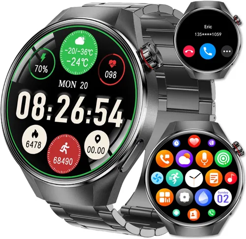 Reloj inteligente para hombre, 1.75 pulgadas, AMOLED, Bluetooth, llamadas, frecuencia cardíaca y oxígeno en sangre, monitor de sueño, rastreador de