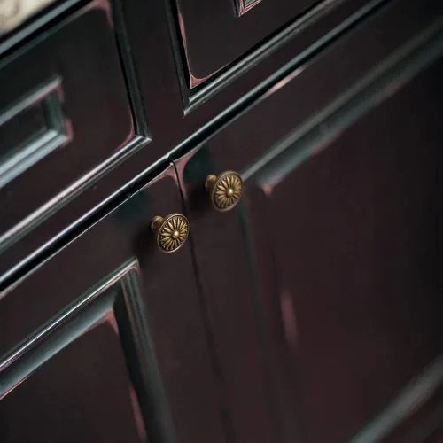 Miniatura 4 de Goo-Ki - Paquete de 6 pomos de gabinete estilo vintage de latón antiguo con diseño floral ornamentado y acabado desgastado para cajones y puertas