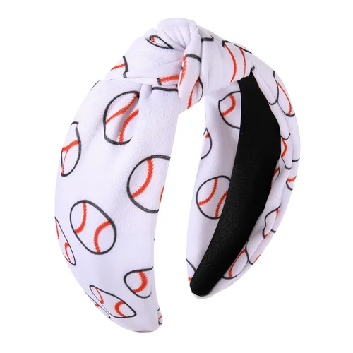 Miniatura 8 de ZITULRY Diademas anudadas para mujer, baloncesto, fútbol, béisbol, estampadas, banda ancha con nudo superior, diadema deportiva, fiesta