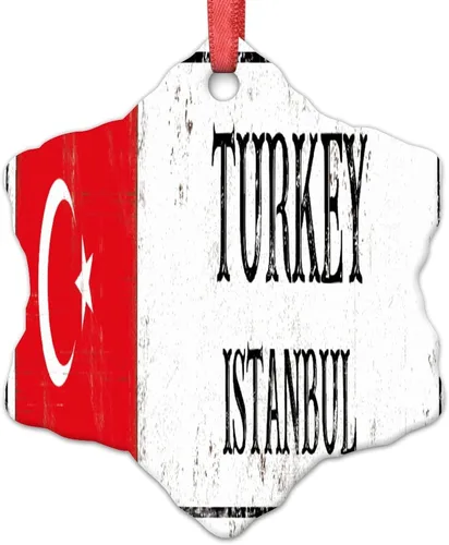 Miniatura 6 de Adornos de Navidad de Estambul 2023, bandera de pavo, decoraciones de Navidad para árbol, país, ciudad, recuerdo, fiesta, vacaciones, decoraciones