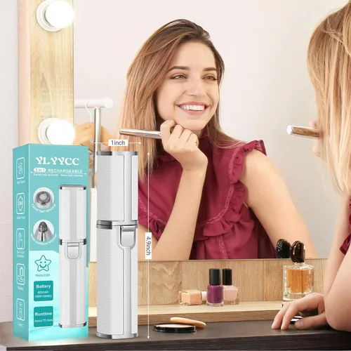 Miniatura 5 de Depilación de vello facial para mujeres: Recortadora 2 en 1 recargable de vello de nariz y cejas, afeitadora facial con luz LED incorporada