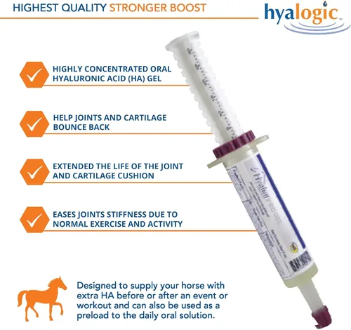 Miniatura 4 de Hyalogic Hyalun Gel - Suplemento para articulaciones equinas antes y posteriores a eventos de 1 onza para caballo