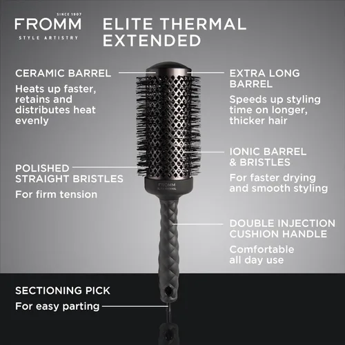 Miniatura 2 de Fromm Elite Thermal Ceramic x Ionic - Cepillo redondo de 2 pulgadas para golpes expertos y secado más rápido del cabello, barril extendido
