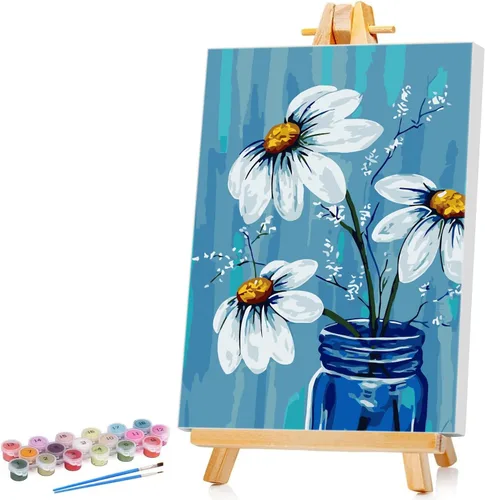 Miniatura 9 de Ginkko Kit de Pintura por Números para Adultos, Lienzo enmarcado de 12x16 pulgadas de Playa, Pinturas acrílicas no tóxicas y pinceles, Regalo