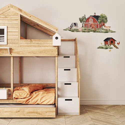 Miniatura 3 de SUPERDANT - Calcomanías de pared de animales de granja, 8 estilos, decoración de pared de animales de granja, pájaros, ovejas, pollos, calcomanías