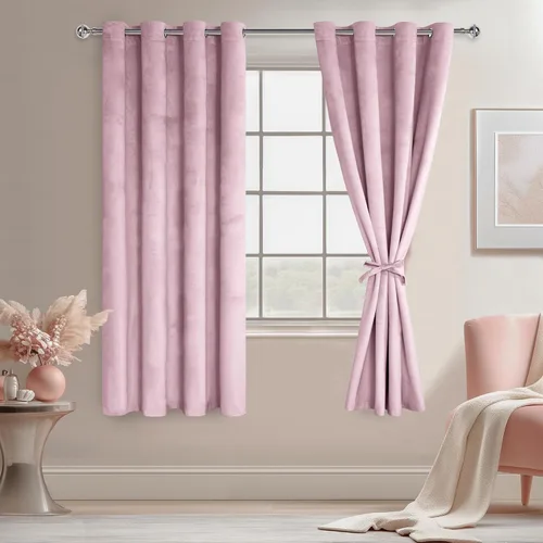 Miniatura 10 de JIUZHEN - Cortinas de terciopelo gris de 63 pulgadas opacas para sala de estar - Cortinas gruesas de terciopelo con ojales para ventana