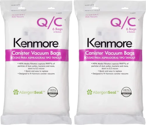 Kenmore Bolsas para aspiradoras, tipo Q, 6 unidades, paquete de 2 | Filtración HEPA | Para aspiradora de recipiente | Compatible con múltiples