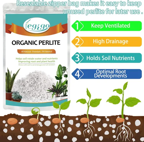 Miniatura 2 de Legigo 2 Cuartos de Perlita Hortícola Orgánica para Plantas de Interior - Aditivo Acondicionador Natural de Suelo Hortícola Mezcla para Mejorar