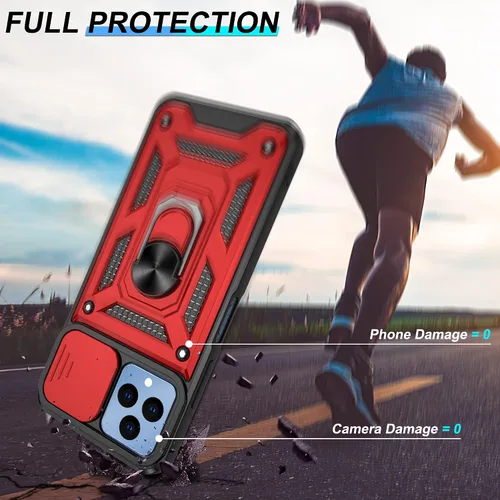 Miniatura 4 de ATUMP Funda para T-Mobile Revvl V Plus 5G con protector de pantalla HD con cubierta de cámara deslizante, soporte de anillo de rotación de 360° Negro