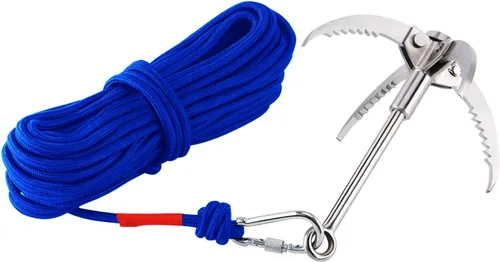 Miniatura 9 de Ant Mag Gancho de Agarre de Acero Inoxidable con Garra y Mosquetón para Camping, Senderismo, Agarre de Árboles y Levantamiento de Agua y Salvamento