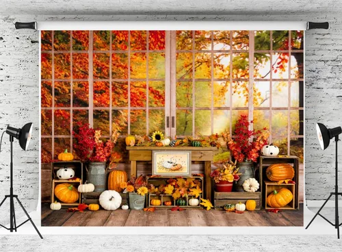 Miniatura 27 de Kate Fondo de fotografía para el día de Acción de Gracias, otoño, calabaza, decoración del hogar, fondo para niños, fiesta, estudio (7 x 5 pies)