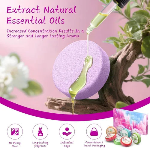 Miniatura 3 de Shower Steamers - Paquete de 8 bombas de ducha de aceites esenciales naturales para cuidado personal, spa en casa, alivio del estrés y relajación