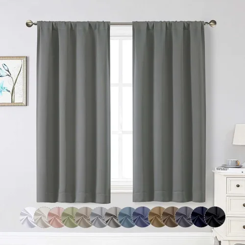 Miniatura 13 de Cortinas opacas para dormitorio, sala de estar, juego de 2 paneles de 54 pulgadas de largo, cortinas de oscurecimiento de habitación con aislamiento