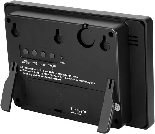 Miniatura 4 de Reloj de pared digital con pilas, pantalla LED, reloj despertador digital con pilas, brillo ajustable, 12/24 horas