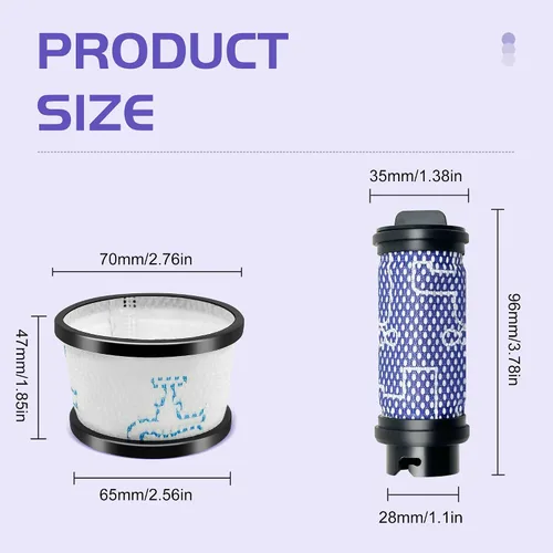 Miniatura 2 de Smilefil - Kit de filtro de repuesto para filtro primario y secundario, accesorios compatibles con aspiradora inalámbrica Inse N5 S6 S6P S600