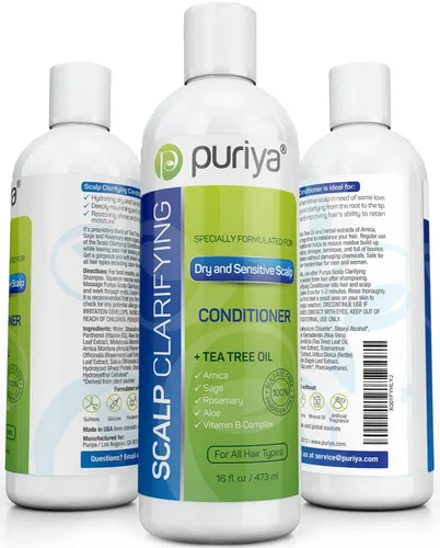 Miniatura 4 de Puriya Champú sin sulfato, acondicionador para el cabello con aceite de árbol de té y gel de baño para hombres y mujeres, juego de baño 3 en 1